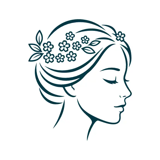 Woman Profile With Blossom Crown