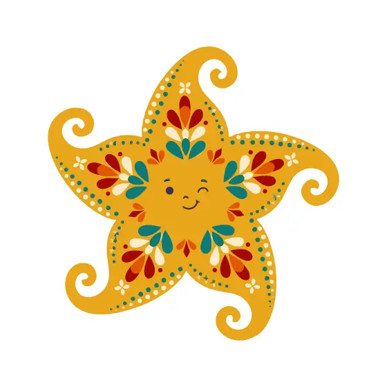 Winking Mustard Star With Red Petals