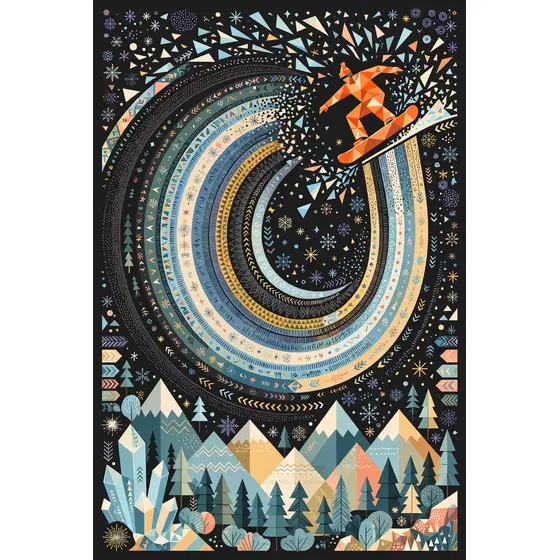 Orange Snowboarder Mid-Trick on Halfpipe