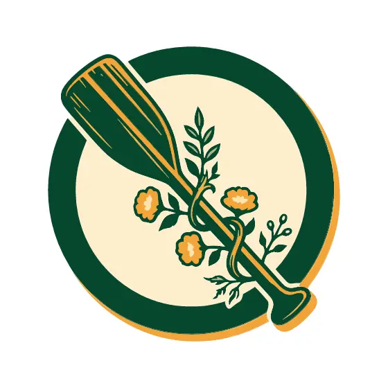 Green Paddle with Marigold Sprig Badge