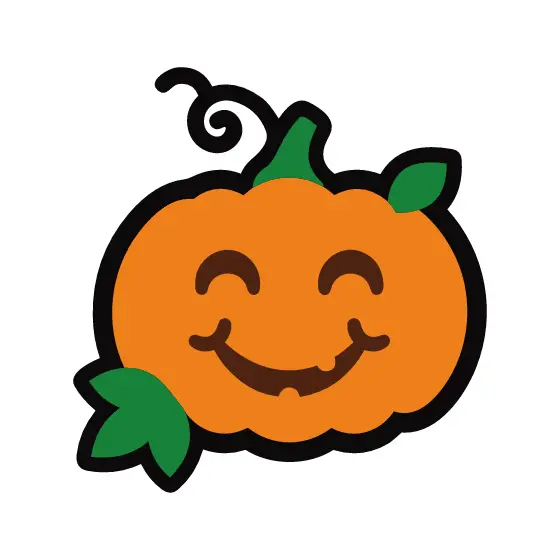 Smiling Pumpkin With Side Leaves