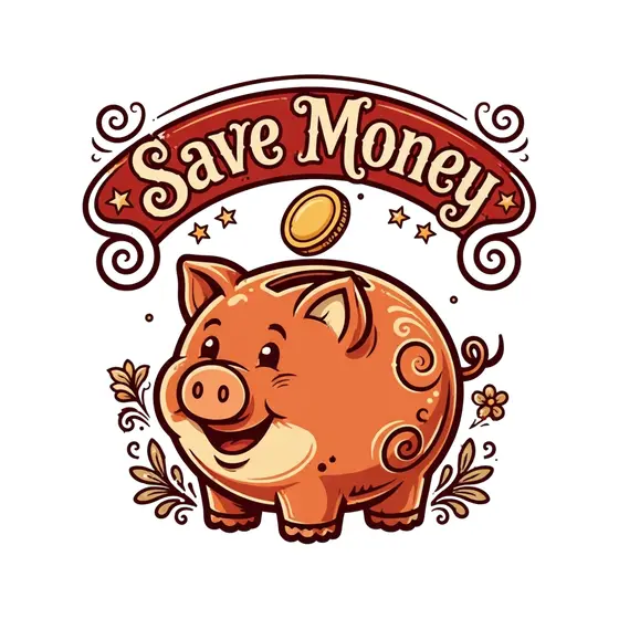 Save Money Piggy Bank With Falling Coin