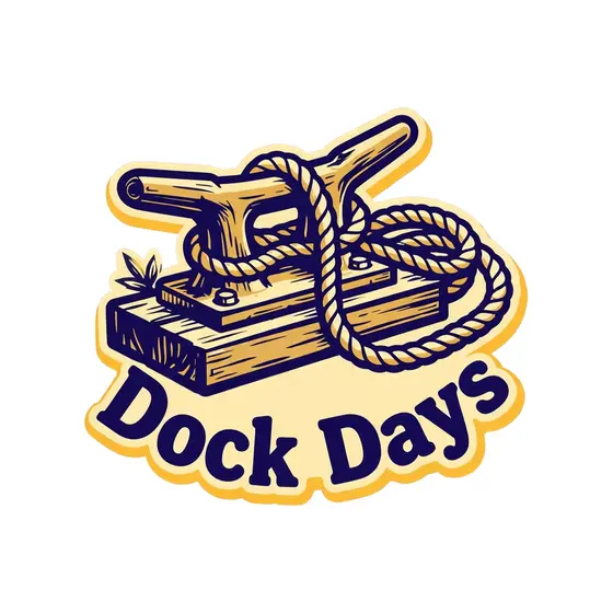 Dock Cleat With Loose Rope, Retro Lettering