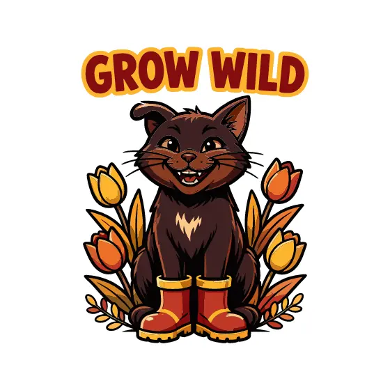 Seated Brown Cat in Red Boots