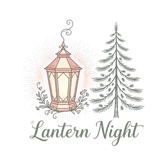 Blush Lantern Beside Sage Pine