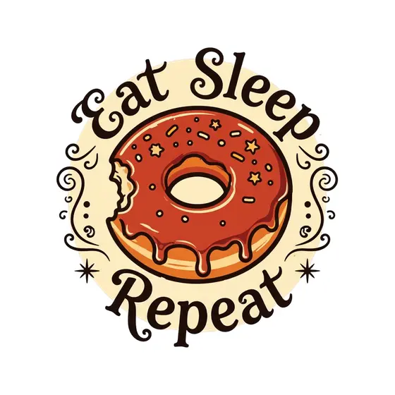 Glazed Donut With Eat Sleep Repeat