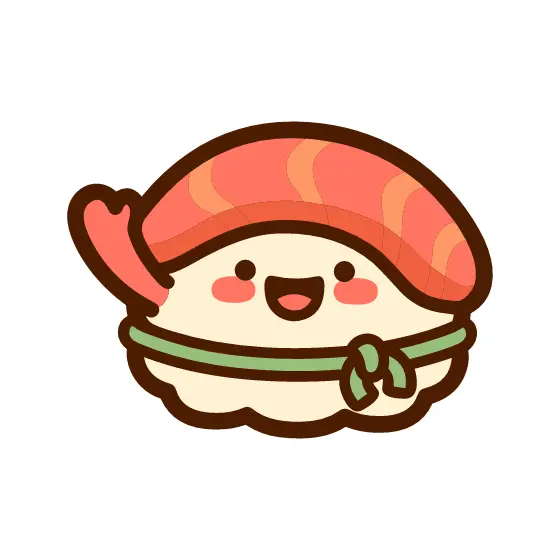 Kawaii Salmon Nigiri Character Waving
