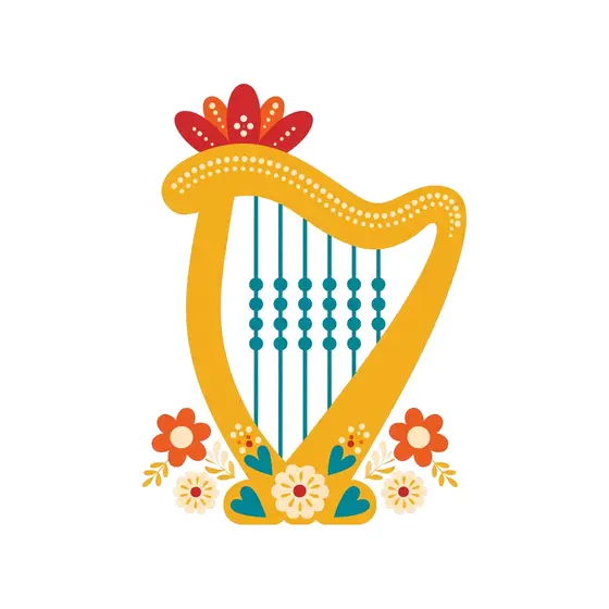 Mustard Harp With Red Crown