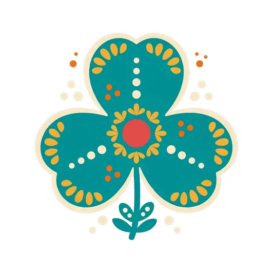 Teal Clover With Mustard Ornaments