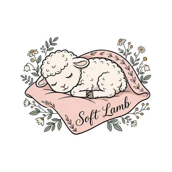 Lamb Resting on Pink Pillow