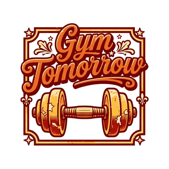 Orange Script Gym Badge With Dumbbell
