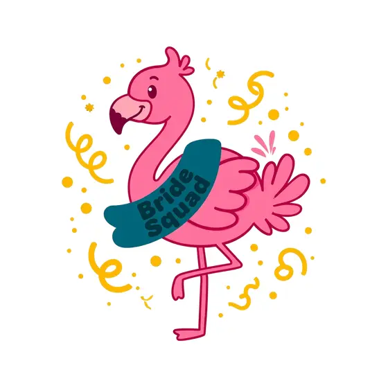Pink Flamingo Bride Squad Sash Waving