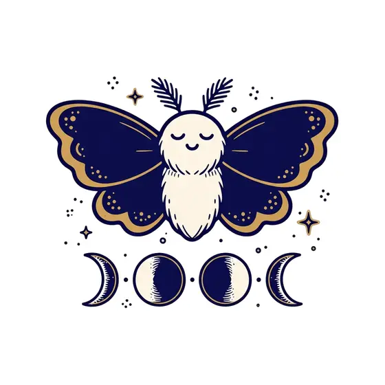 Sleepy Moth With Moon Phases