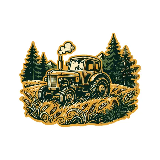 Tractor With Mustard Outline Variant