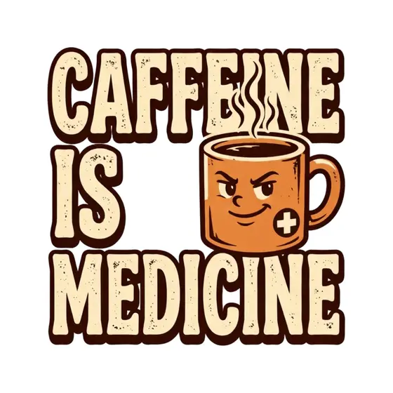 Stacked Caffeine Lettering With Smug Mug