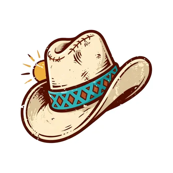 Cream Cowboy Hat With Turquoise Band