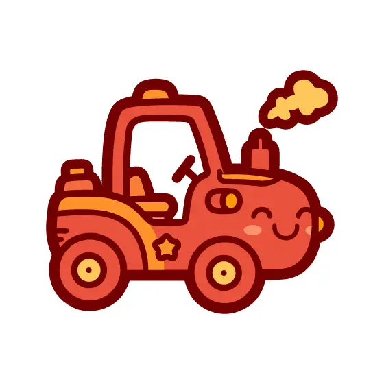 Smiling Red Kawaii Tractor Sticker