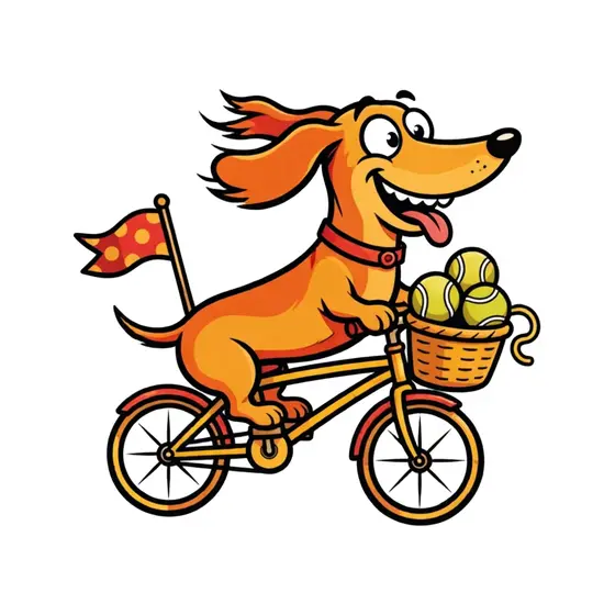 Grinning Dachshund With Tennis Balls