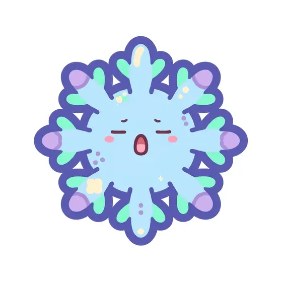 Sleepy Yawning Blue Snowflake Character