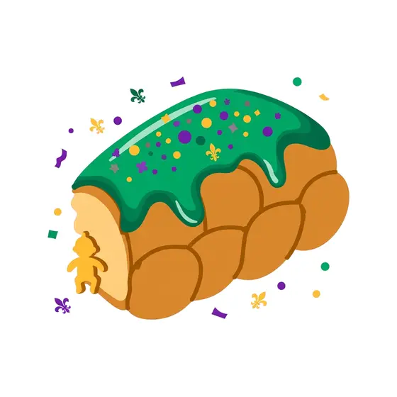 Green Iced King Cake Slice