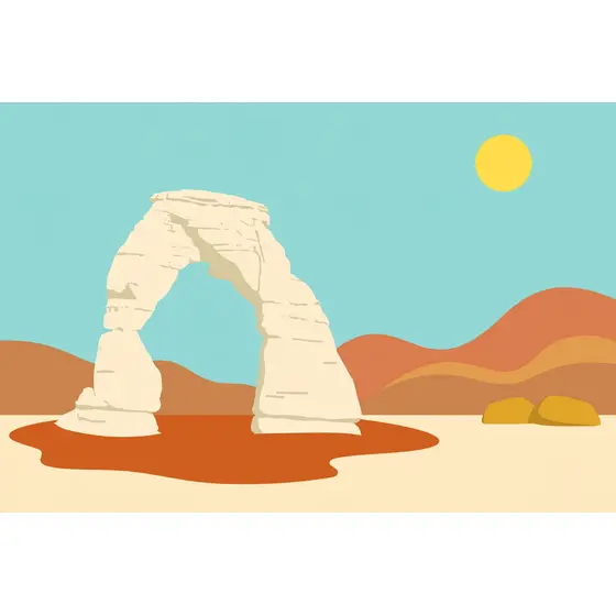 Cream Sandstone Arch Over Desert Plain