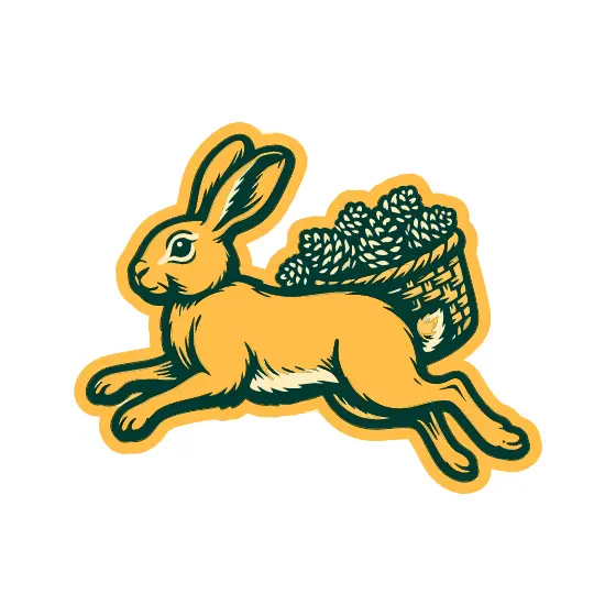 Mustard Hare With Pinecone Basket