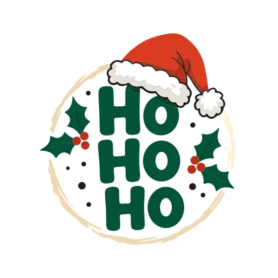 Green Ho Ho Ho Badge With Santa Hat