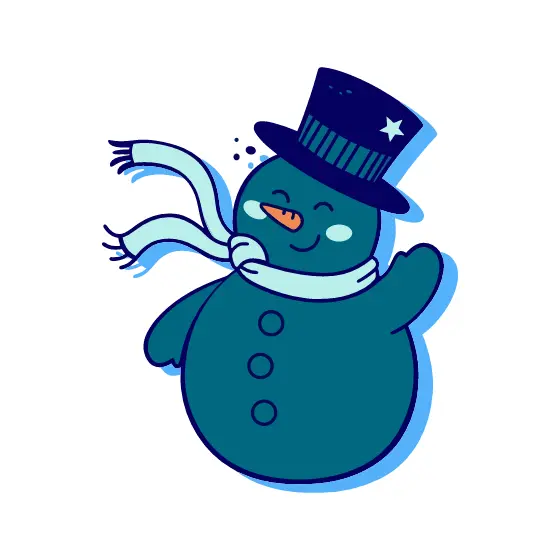Waving Snowman With Striped Hat