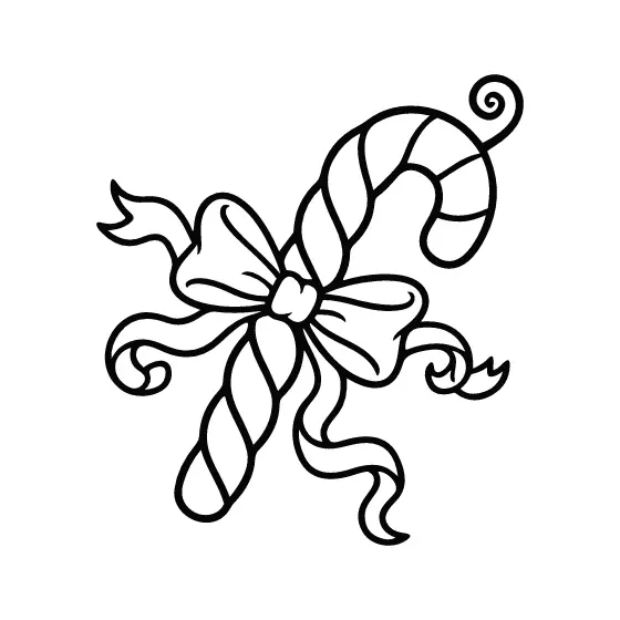 Candy Cane and Bow With Loose Ribbons