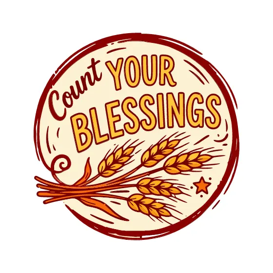 Count Your Blessings Wheat Sprig Badge