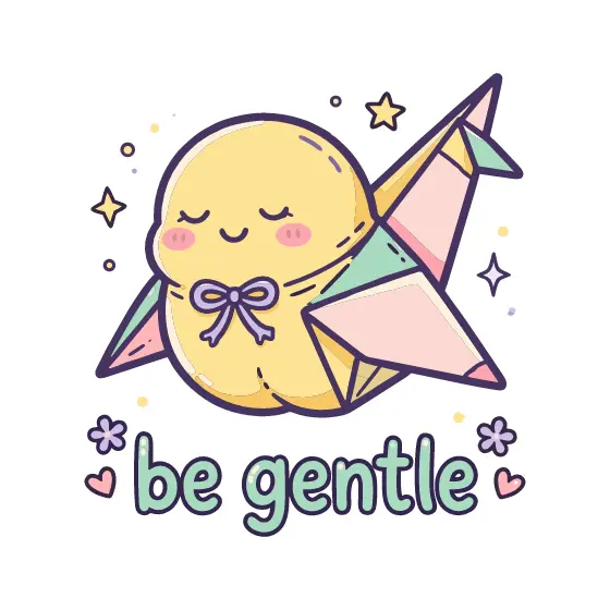 Yellow Bird With Bow And Origami Wings