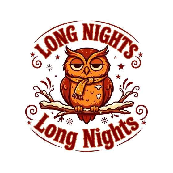 Sleepy Owl on Snowy Branch Badge