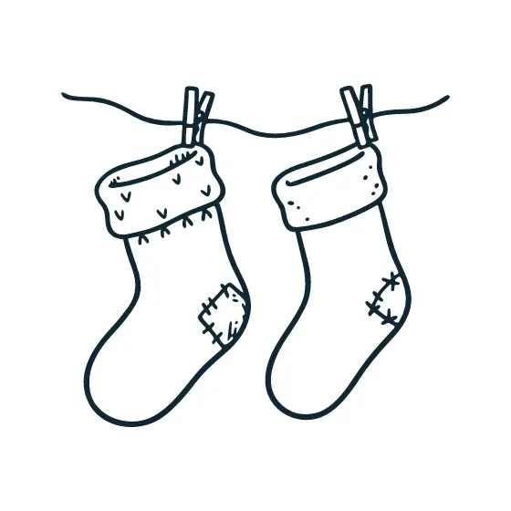 Pair of Mended Socks With Patches