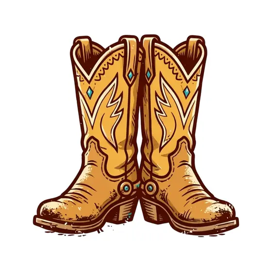 Centered Pair of Mustard Cowboy Boots