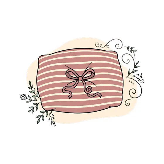 Striped Rose Cushion With Bow