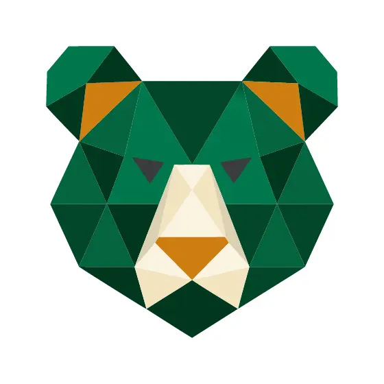 Geometric Green Bear Head Emblem
