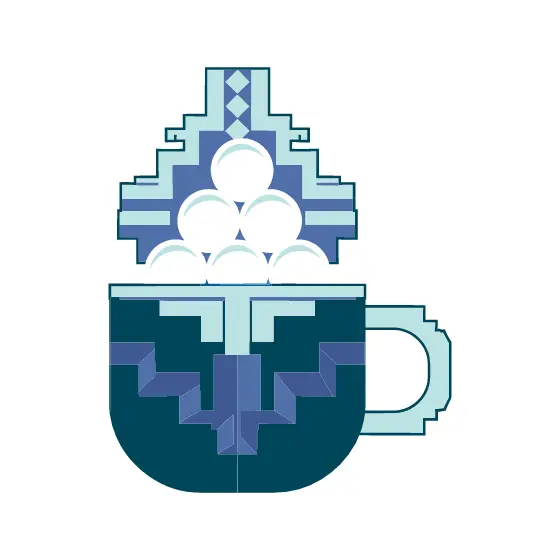 Geometric Teal Cocoa Mug With Marshmallows