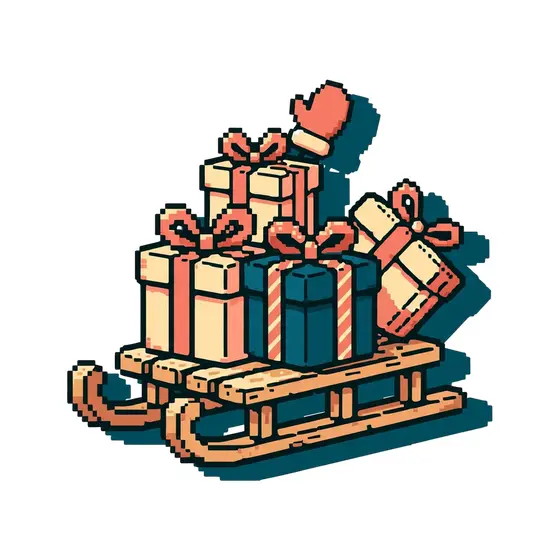 Pixel Sled Stacked With Gifts