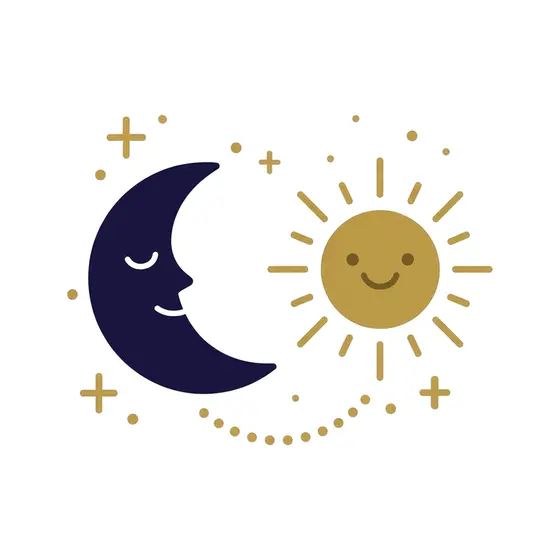 Sleepy Moon Beside Smiling Sun