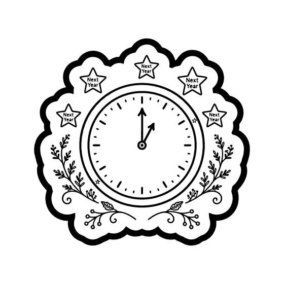 Scalloped Clock With Next Year Stars