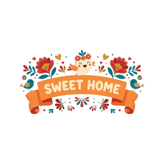 Sweet Home Banner With Crowned Bird