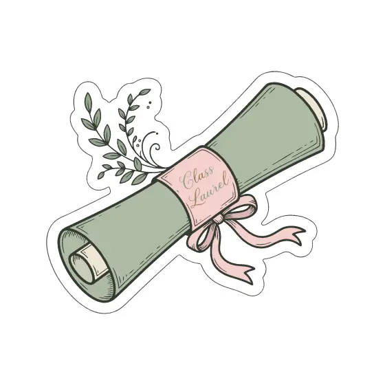 Diagonal Diploma With Pink Ribbon Band