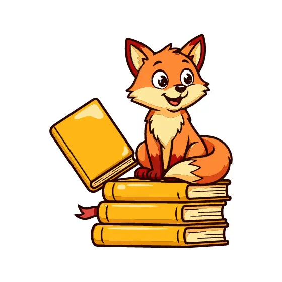 Fox Sitting on Storybook Stack