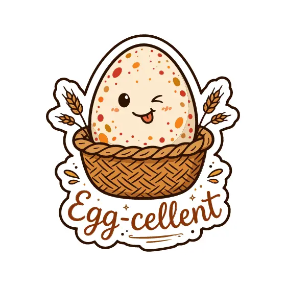 Winking Egg With Wheat Stalks