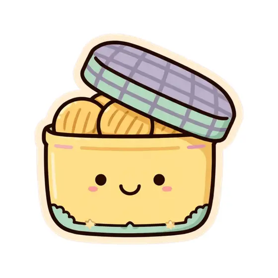 Kawaii Shortbread Tin With Lavender Plaid Lid