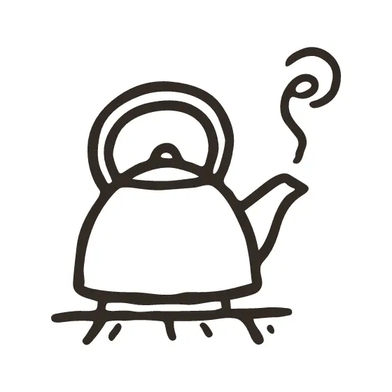 Hand-Drawn Kettle With Curling Steam