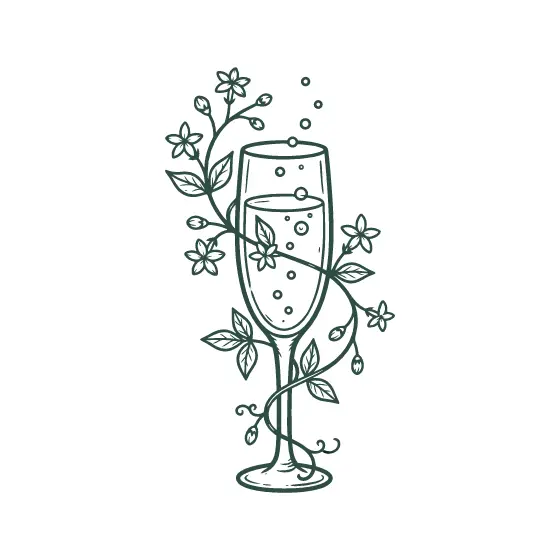 Champagne Flute With Jasmine Vine