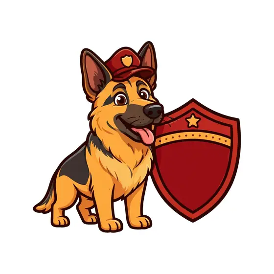 German Shepherd Officer With Cap