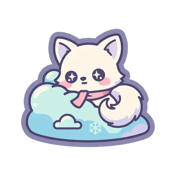 Shy Fox in Scarf on Snow