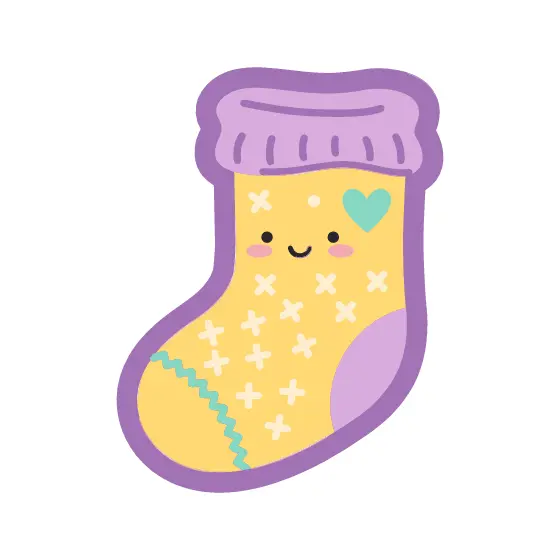 Yellow Sock With Lilac Cuff